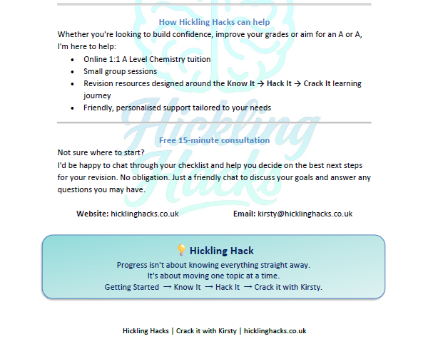 A Level Chemistry Revision Checklist (Free) - Image 4