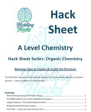 A Level Chemistry Hack Sheet on benzene structure and delocalisation – Hickling Hacks